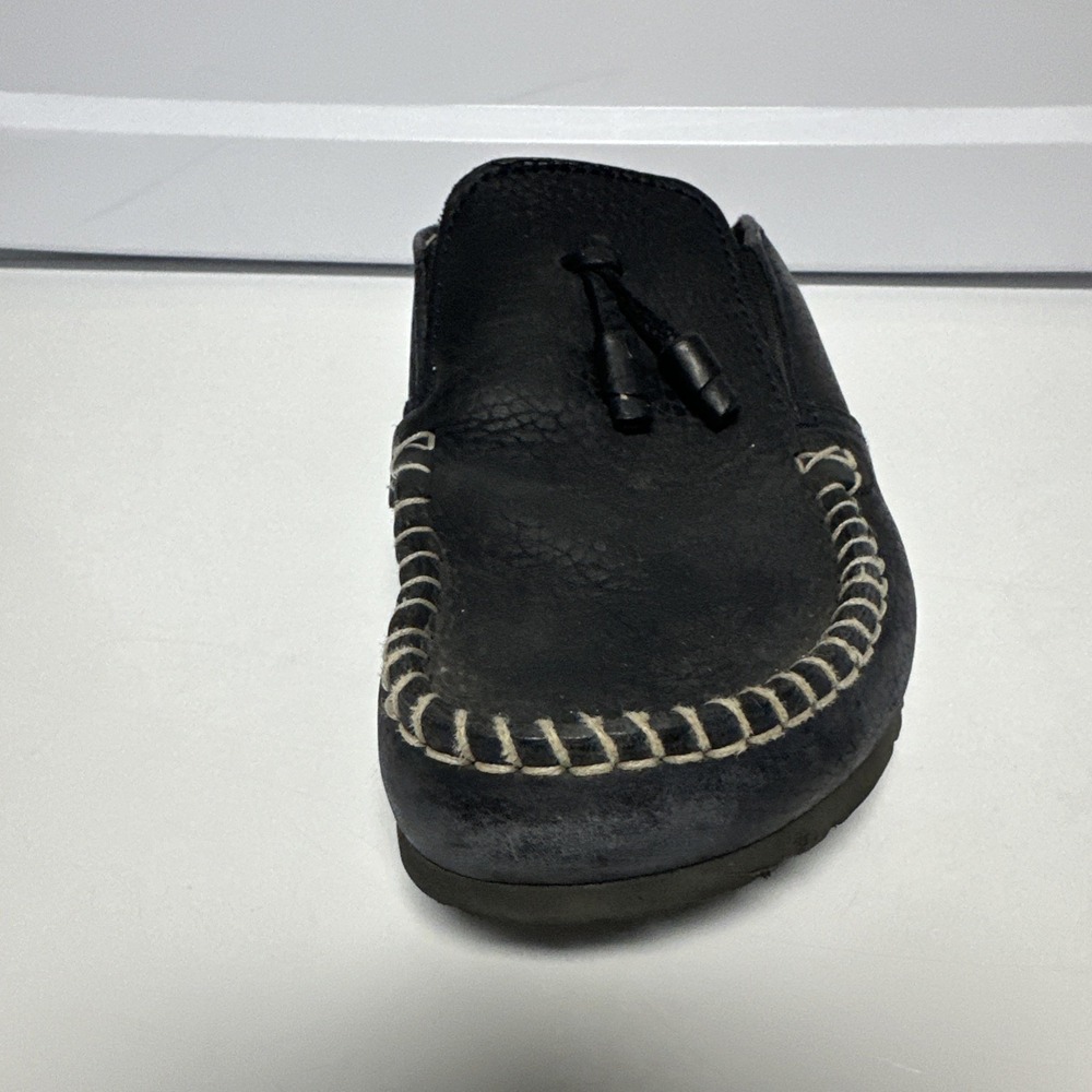 Papillio Birkenstock 39 Pebbled Moccasin Clog Black Leather Sandal Shoe Stitch - Picture 3 of 12